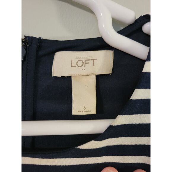 Loft Womens Sleeveless Sheath Nautical Dress Size 6 Midi Length - Picture 2 of 6